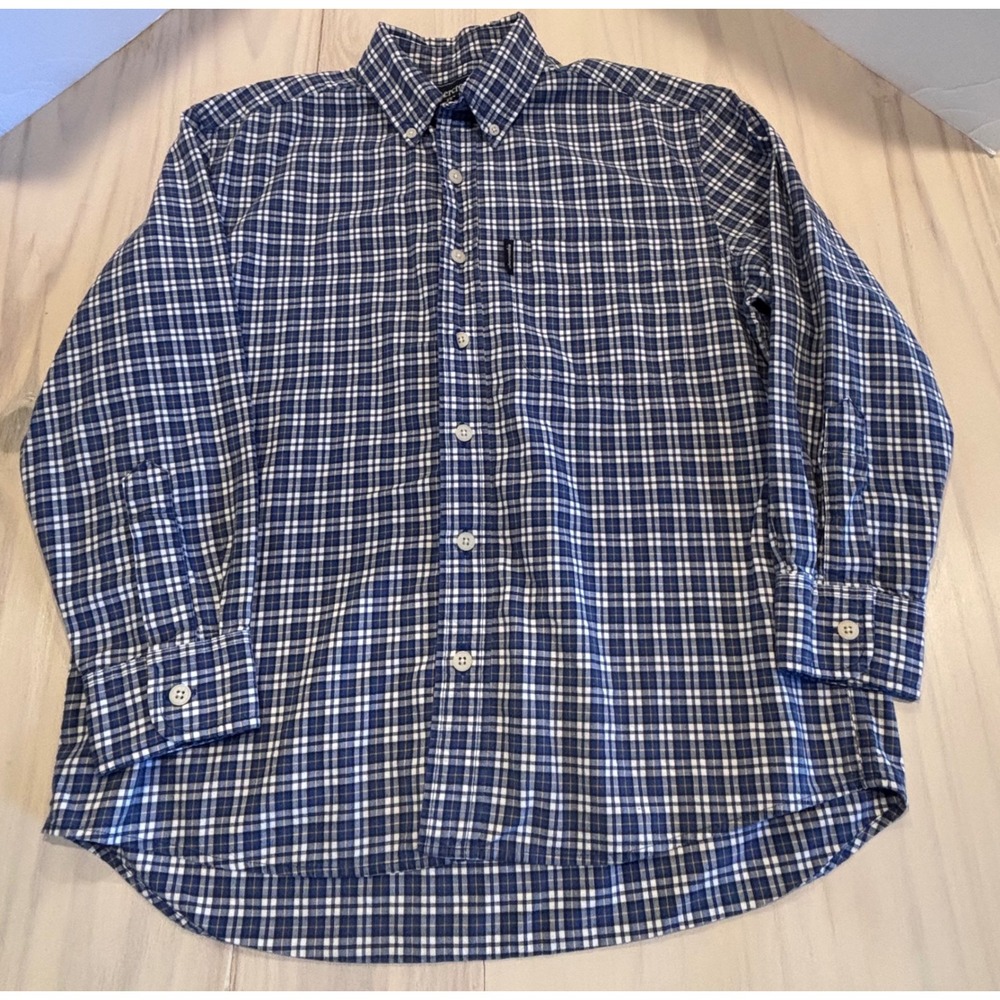 Abercrombie & Fitch Mens Large Blue Plaid Button Down Long Sleeve Cotton Shirt